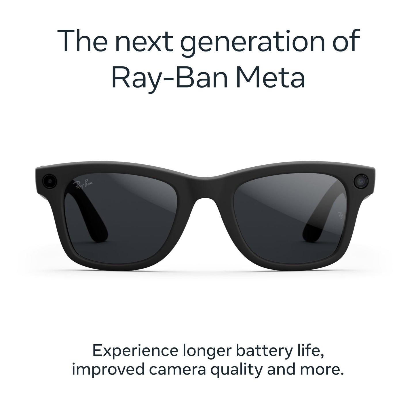 Ray-Ban Meta (Gen 2), Wayfarer, Matte Black | Smart AI Glasses for Men, Women — 2x Battery Life — 3K Ultra HD Resolution — 12 MP Ultra-Wide Camera, Audio, Video — Transitions® Grey Lenses