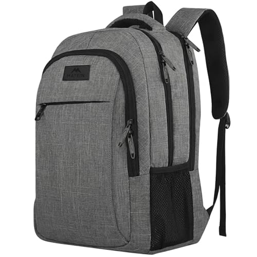 MATEIN Travel Laptop Backpack, Business Anti Theft Slim Sturdy Laptops Backpack Personal Item Bag, Water Resistant College School Computer Bag Gift for Men & Women Fits 15.6 Inch Notebook, Grey MATEIN