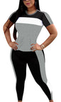 TOPONSKY Two Piece Workout Outfits Biker Short Sets Secret Sports Gray Black S TOPONSKY