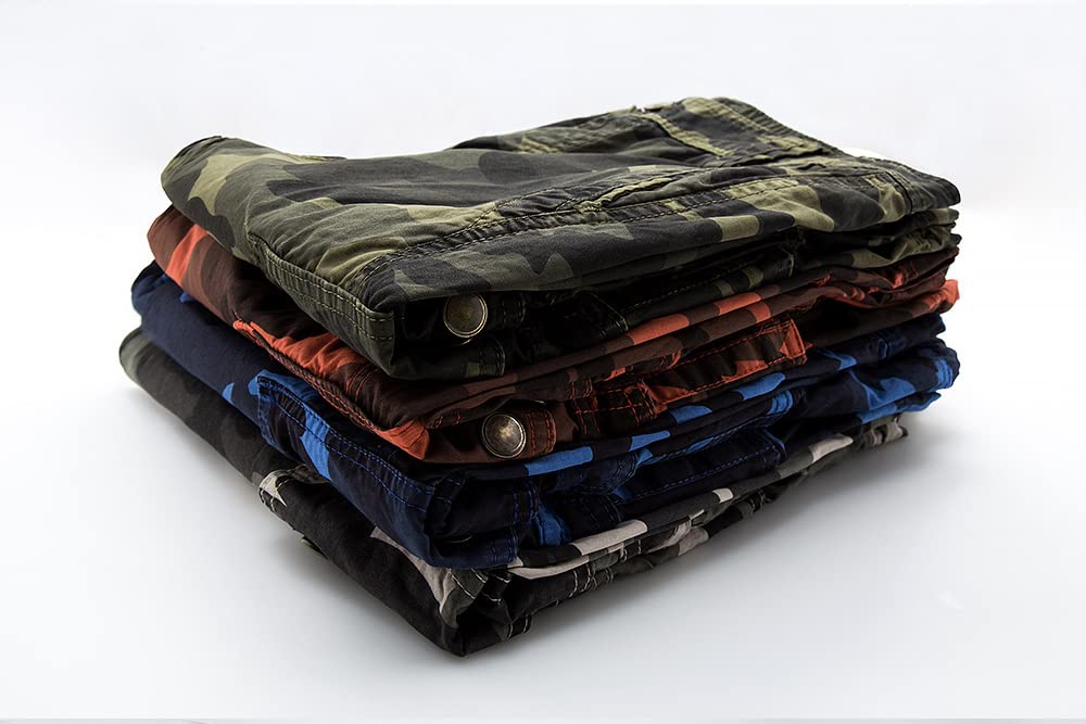 IDEALSANXUN Cargo Shorts for Men Casual Summer Bermuda Hiking Cotton Military Work Camo Cargo Pants, Camo Blue, 36 IDEALSANXUN