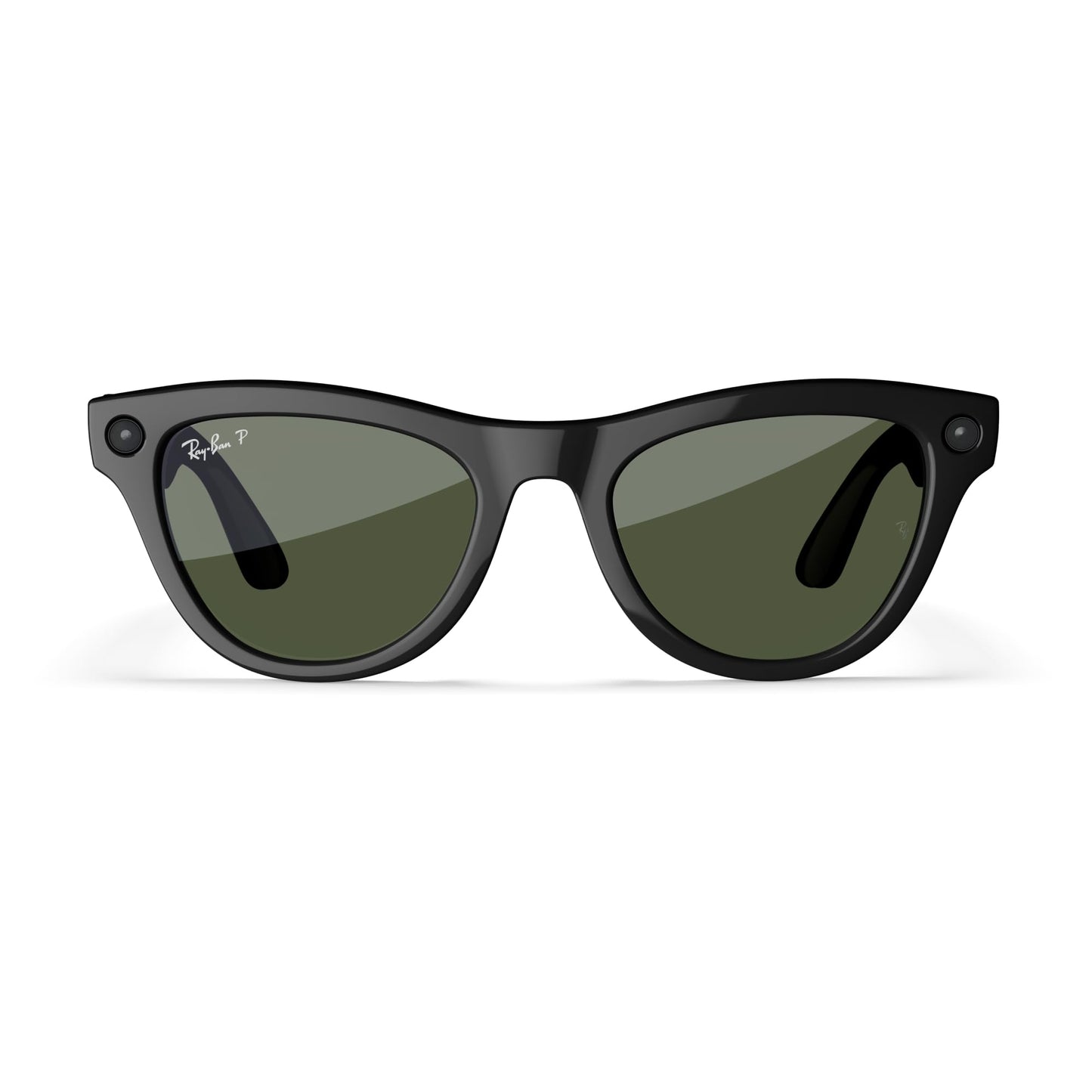 Ray-Ban Meta (Gen 1), Skyler, Shiny Black | Smart AI Glasses for Men, Women — 12 MP Camera, Open-Ear Speakers for Audio, Video Recording and Bluetooth — Polarized Green Lenses — Wearable Technology