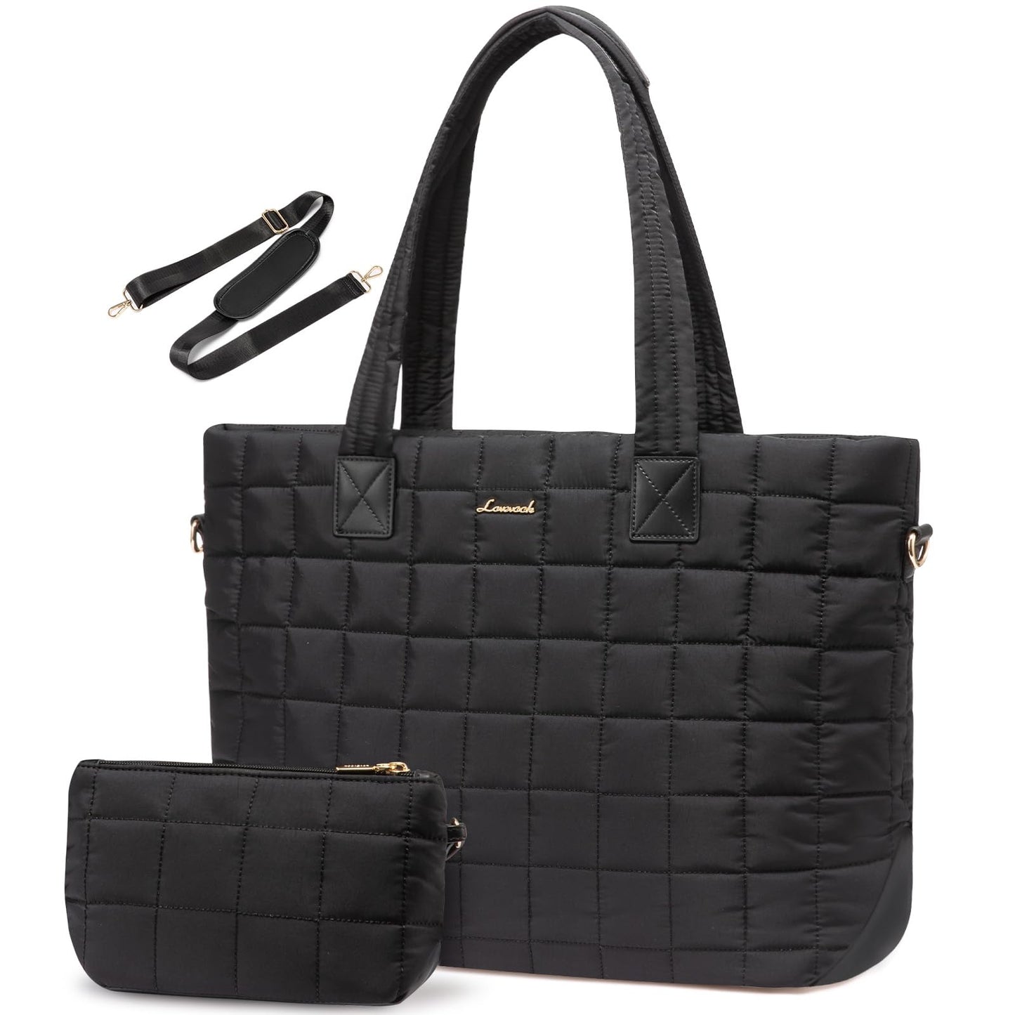 LOVEVOOK Laptop Tote Bag for Women - 15.6 Inch Large Puffer Work Bag LOVEVOOK