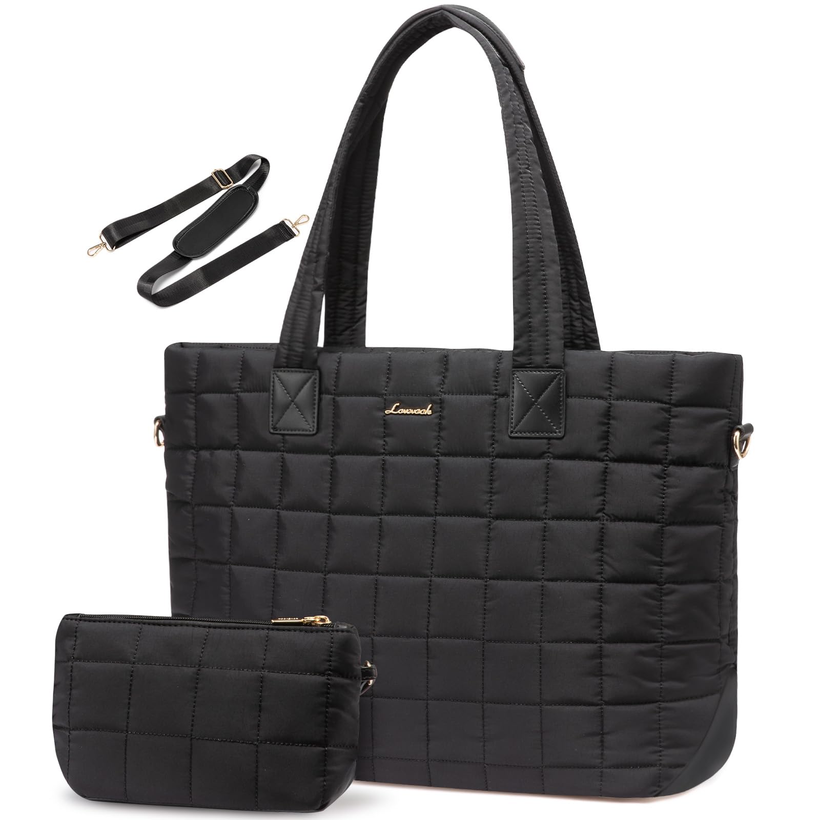 LOVEVOOK Laptop Tote Bag for Women - 15.6 Inch Large Puffer Work Bag LOVEVOOK