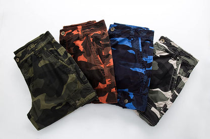 IDEALSANXUN Cargo Shorts for Men Casual Summer Bermuda Hiking Cotton Military Work Camo Cargo Pants, Camo Blue, 36 IDEALSANXUN