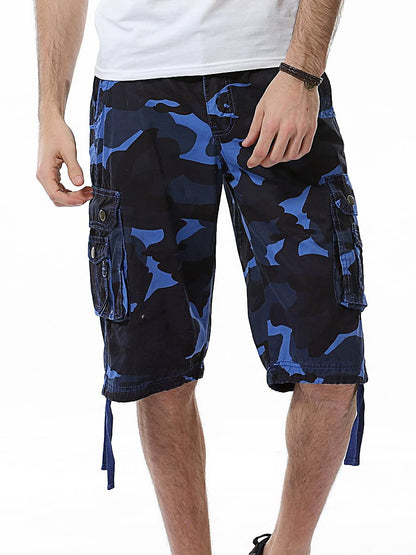 IDEALSANXUN Cargo Shorts for Men Casual Summer Bermuda Hiking Cotton Military Work Camo Cargo Pants, Camo Blue, 36 IDEALSANXUN