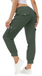 MoFiz Women's Hiking Pants Cargo Joggers Sweatpants with Pockets Lightweight Quick Dry Outdoor Summer Casual Athletic Elastic Waist Army Green 3XL MoFiz