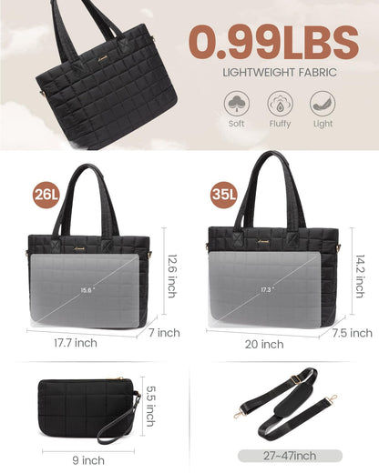 LOVEVOOK Laptop Tote Bag for Women - 15.6 Inch Large Puffer Work Bag LOVEVOOK