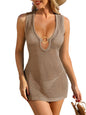FAIRY SEASON Womens Crochet Cover Ups Knit Hollow Out Sleeveless Beach Dress FAIRY SEASON