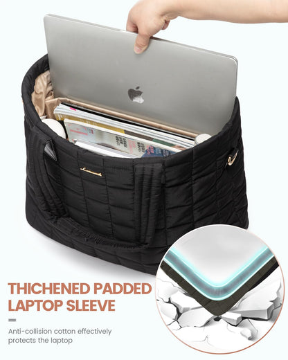 LOVEVOOK Laptop Tote Bag for Women - 15.6 Inch Large Puffer Work Bag LOVEVOOK