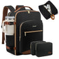 LOVEVOOK 40L Large Travel Backpack for Women Men, 17 Inch Carry on Backpack for Traveling on Airplane, Personal Item Bag Airline Approved, Business Causal Weekender Backpack, Black-Brown LOVEVOOK
