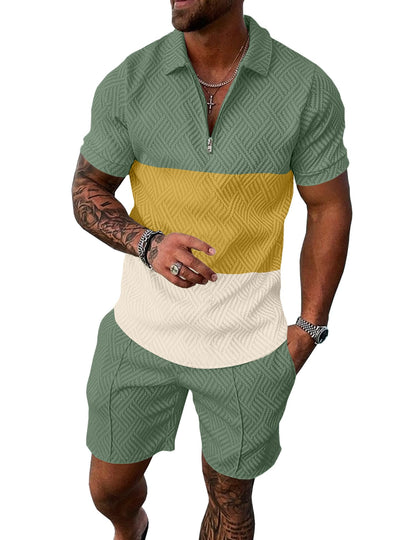UOUA Mens Short Sets 2 Piece Summer Casual Polo Shirt & Shorts Tracksuit UOUA