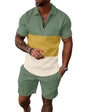 UOUA Mens Short Sets 2 Piece Summer Casual Polo Shirt & Shorts Tracksuit UOUA