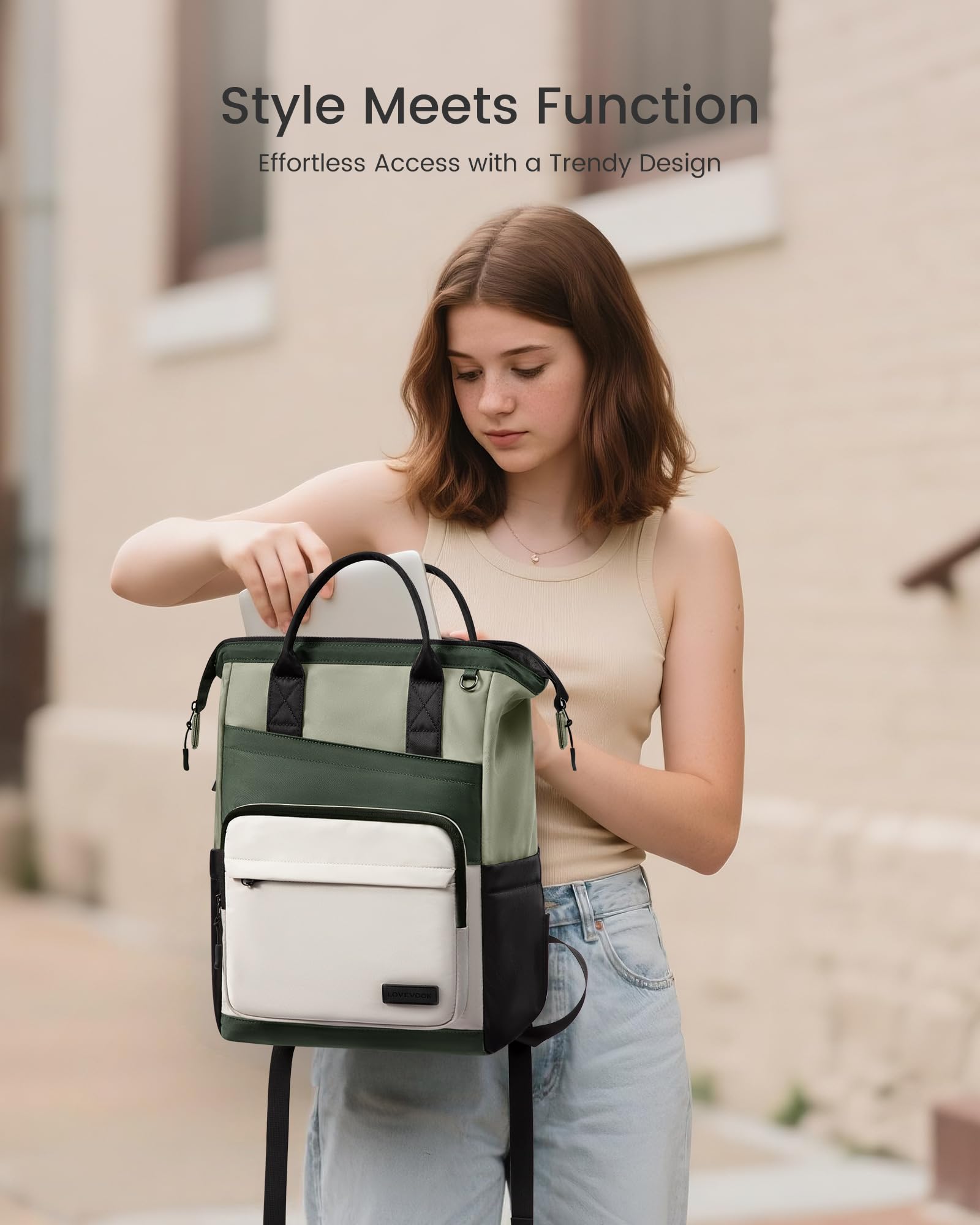 LOVEVOOK Laptop Backpack for Women, 15.6 Inch Travel Backpack for Work College Business, Water Resistant Teacher Nurse Bag with Large Capacity, School Bookbag Bags Cute Daypack for Woman Girls LOVEVOOK
