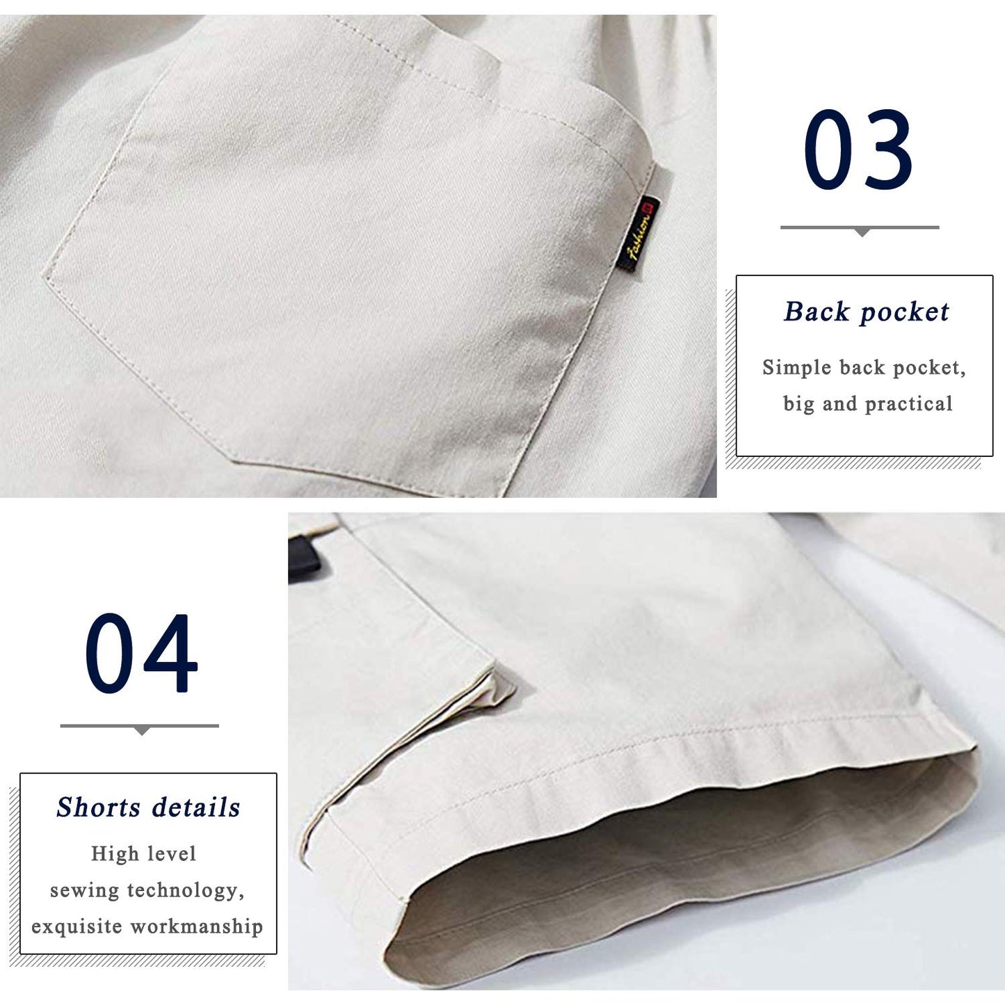 APTRO Men's Elastic Waistband Cotton Cargo Shorts Relaxed Fit Summer Casual Shorts A901 Beige L APTRO