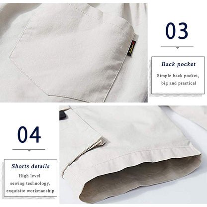 APTRO Men's Elastic Waistband Cotton Cargo Shorts Relaxed Fit Summer Casual Shorts A901 Beige L APTRO