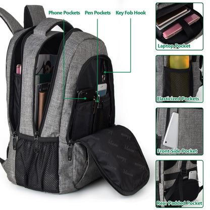 MATEIN Travel Laptop Backpack, Business Anti Theft Slim Sturdy Laptops Backpack Personal Item Bag, Water Resistant College School Computer Bag Gift for Men & Women Fits 15.6 Inch Notebook, Grey MATEIN