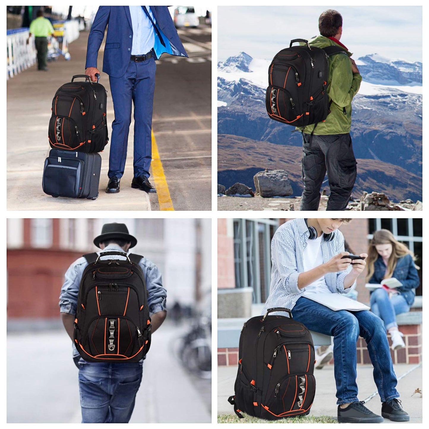 Travel Laptop Backpack,Extra Large 18.4 inch Gaming Laptop Backpacks with USB Charging Port,Big Capacity TSA Friendly RFID Anti Theft Pocket Durable College unisex Heavy Duty Computerbag JCDOBEST