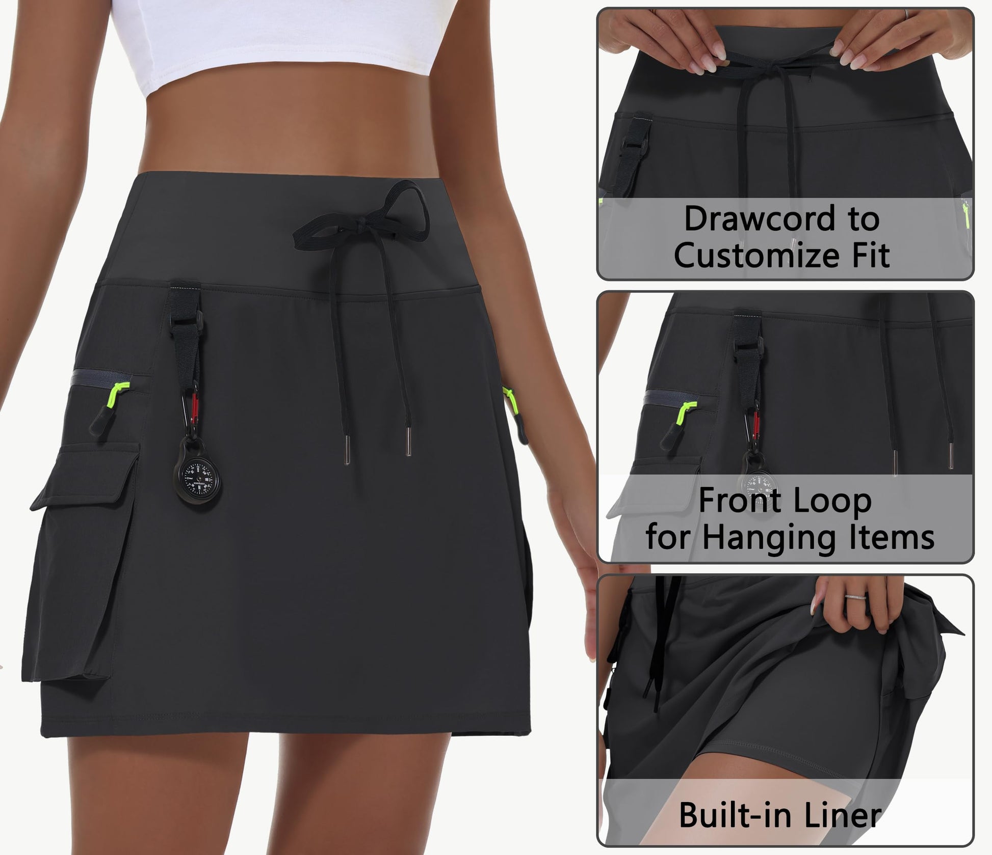 MIVEI Women's Hiking Cargo Skort Skirt High Waisted Golf Quick Dry with Pockets MIVEI