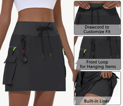 MIVEI Women's Hiking Cargo Skort Skirt High Waisted Golf Quick Dry with Pockets MIVEI