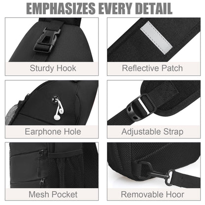 Pritent Crossbody Bags for Women Men Trendy Sling Bag Bakpack Casual Chest Bag with Convertible Shoulder Strap Travel Cross Body Bag for Hiking Traveling Outdoors(Black) Pritent