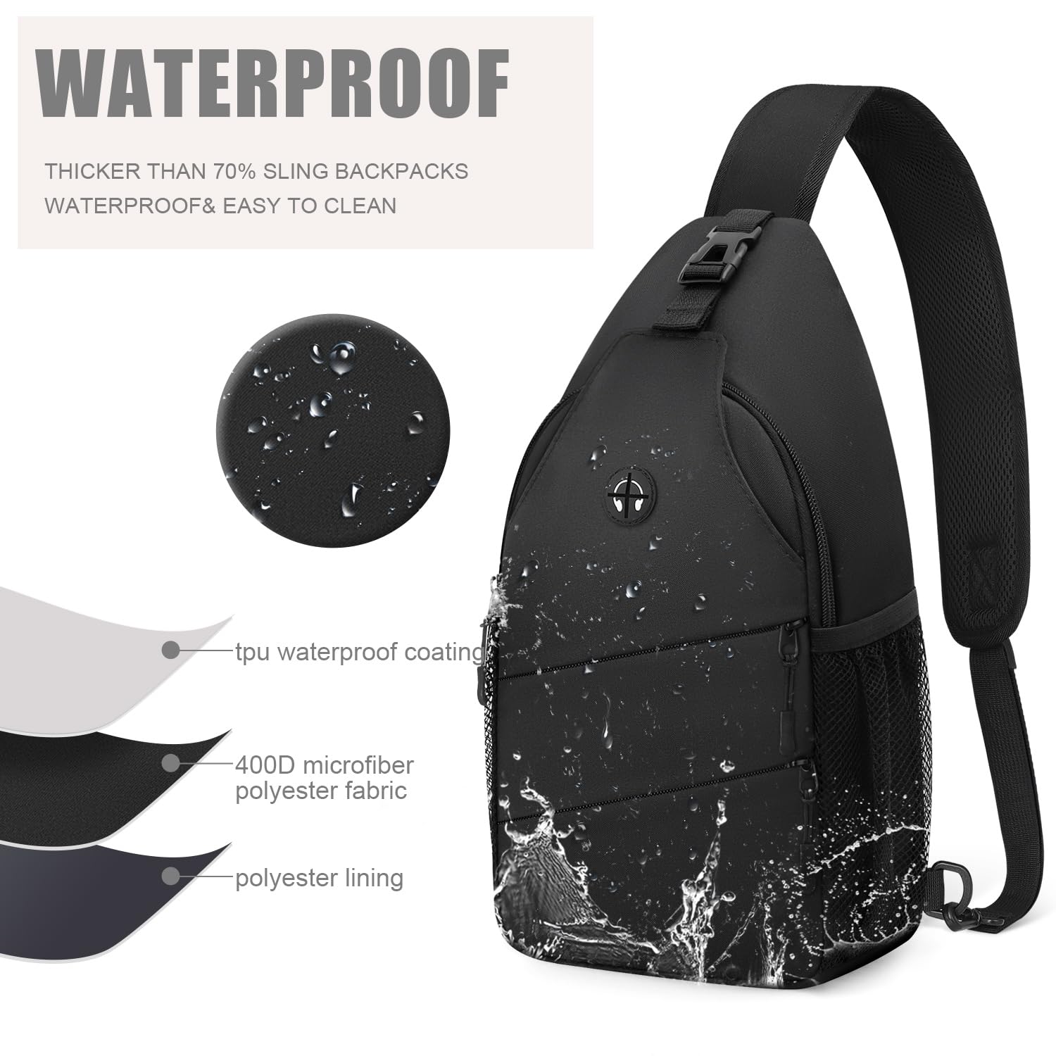 Pritent Crossbody Bags for Women Men Trendy Sling Bag Bakpack Casual Chest Bag with Convertible Shoulder Strap Travel Cross Body Bag for Hiking Traveling Outdoors(Black) Pritent