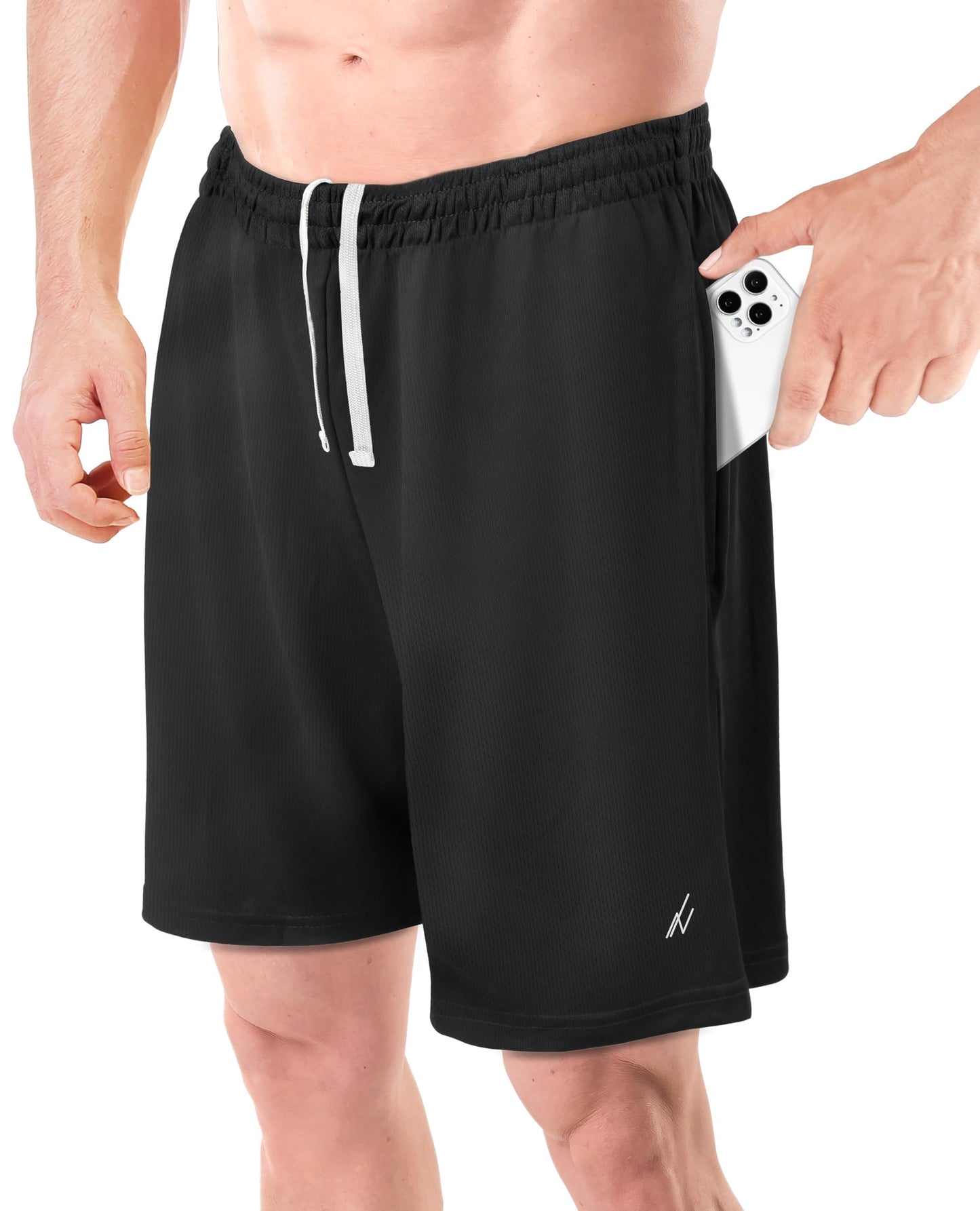 NY Threads Men's Athletic Shorts Quick Dry Loose-Fit Lightweight Running Workout Gym Shorts with Pockets, Medium, Black NY Threads