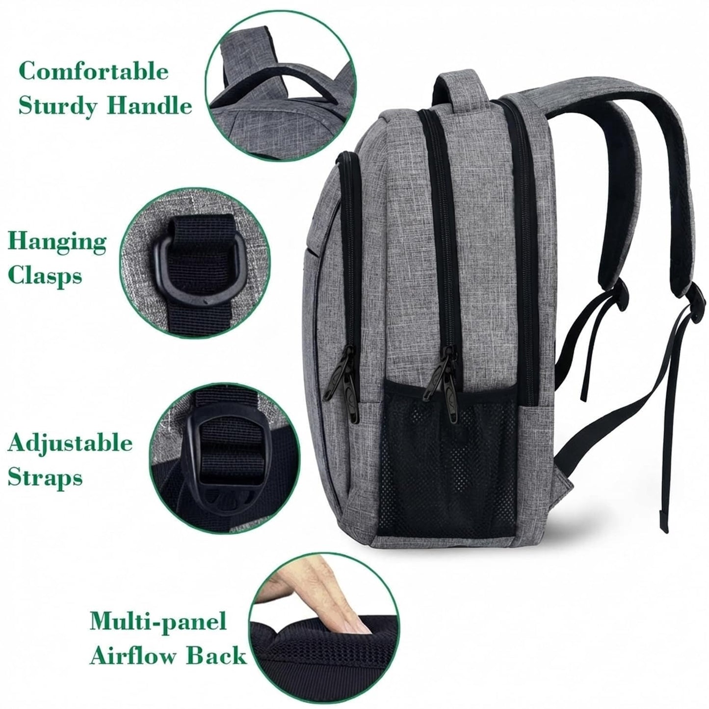 MATEIN Travel Laptop Backpack, Business Anti Theft Slim Sturdy Laptops Backpack Personal Item Bag, Water Resistant College School Computer Bag Gift for Men & Women Fits 15.6 Inch Notebook, Grey MATEIN