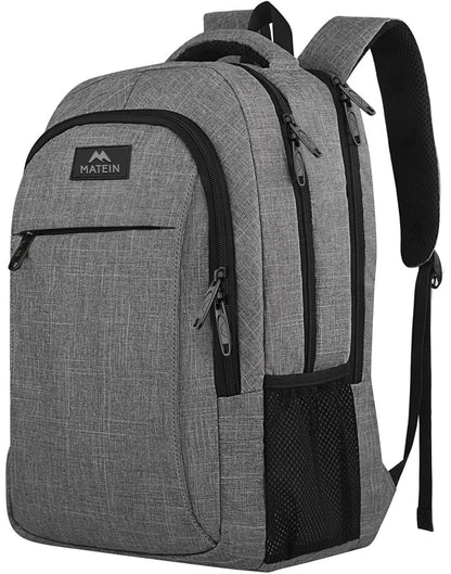MATEIN Travel Laptop Backpack, Business Anti Theft Slim Sturdy Laptops Backpack Personal Item Bag, Water Resistant College School Computer Bag Gift for Men & Women Fits 15.6 Inch Notebook, Grey MATEIN