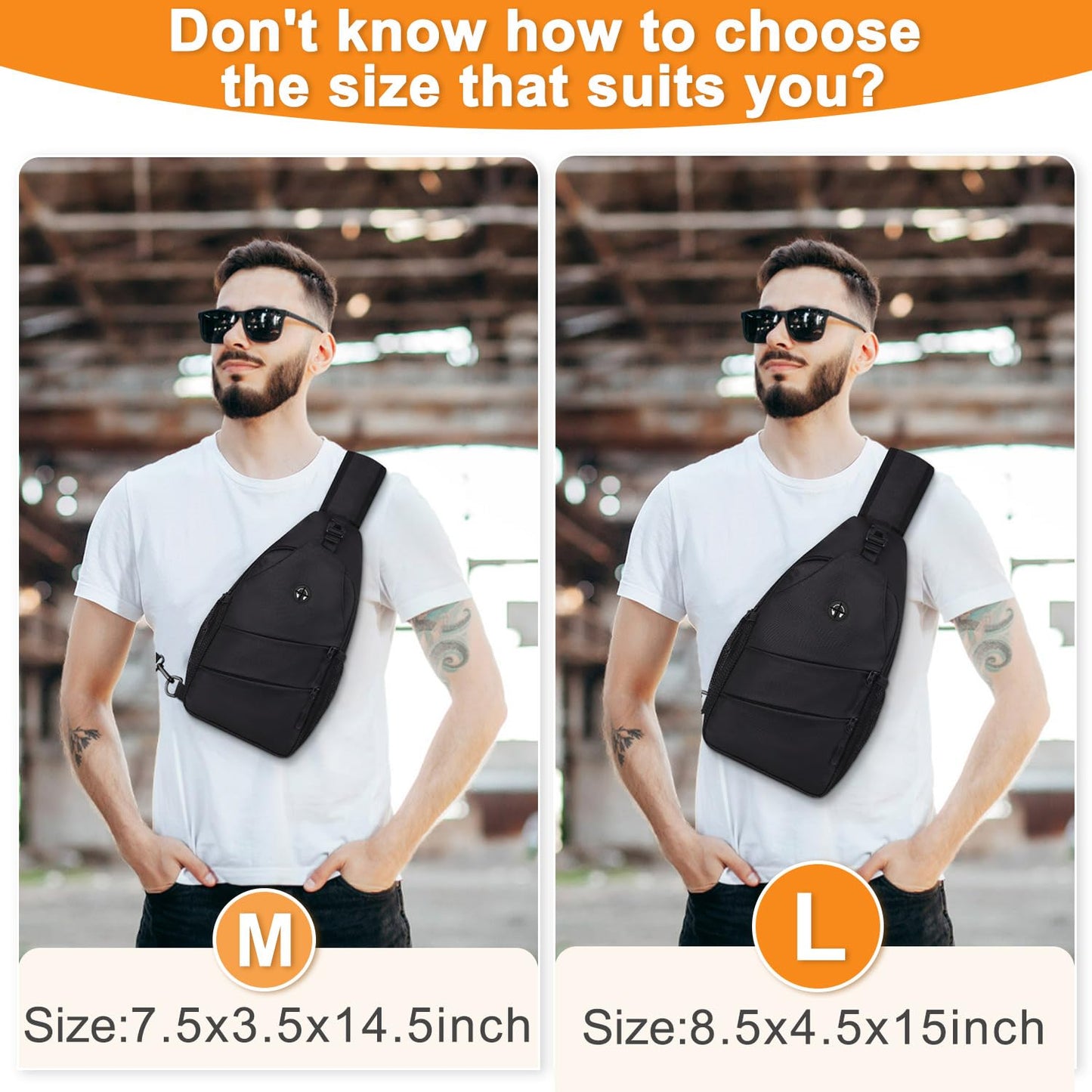 Pritent Crossbody Bags for Women Men Trendy Sling Bag Bakpack Casual Chest Bag with Convertible Shoulder Strap Travel Cross Body Bag for Hiking Traveling Outdoors(Black) Pritent