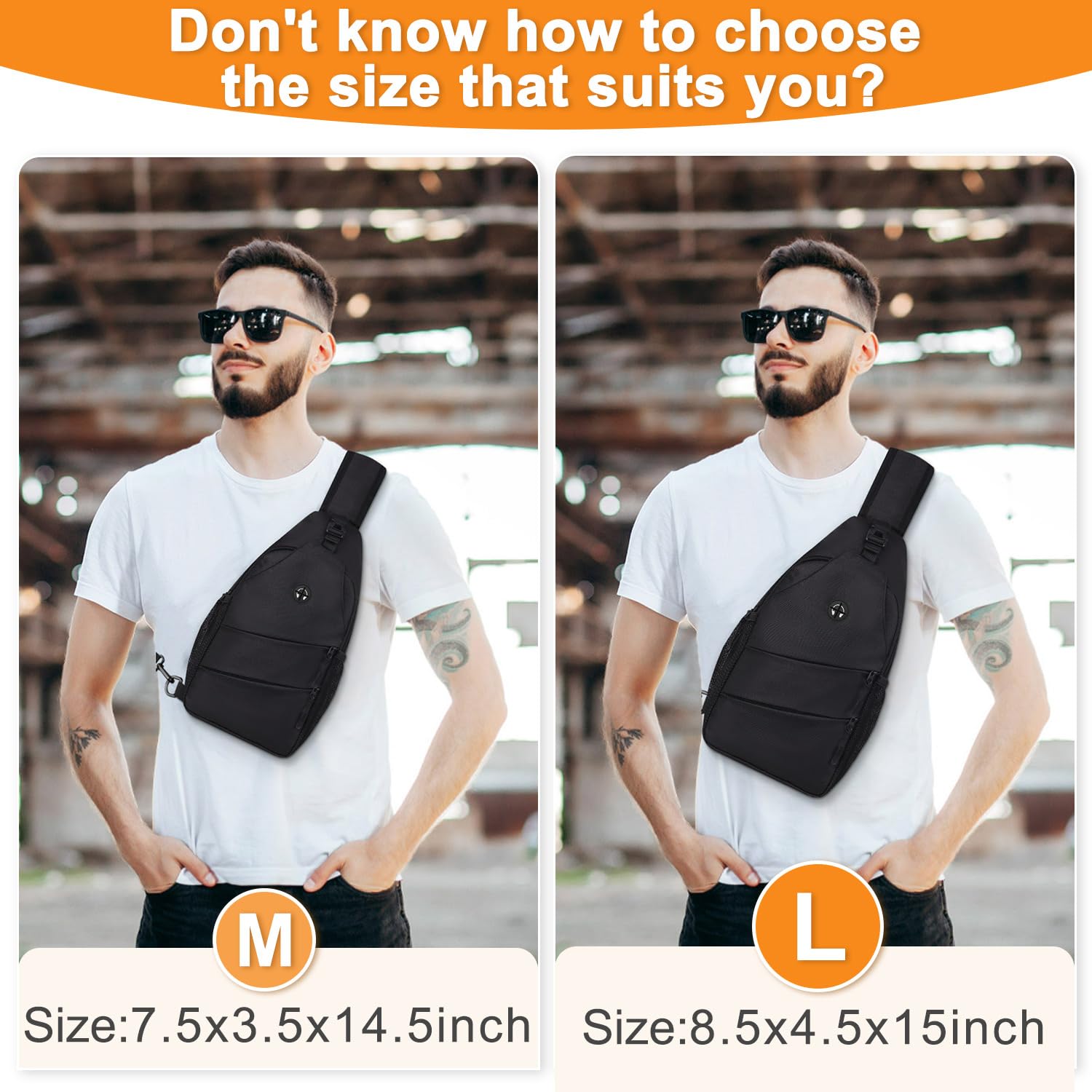 Pritent Crossbody Bags for Women Men Trendy Sling Bag Bakpack Casual Chest Bag with Convertible Shoulder Strap Travel Cross Body Bag for Hiking Traveling Outdoors(Black) Pritent