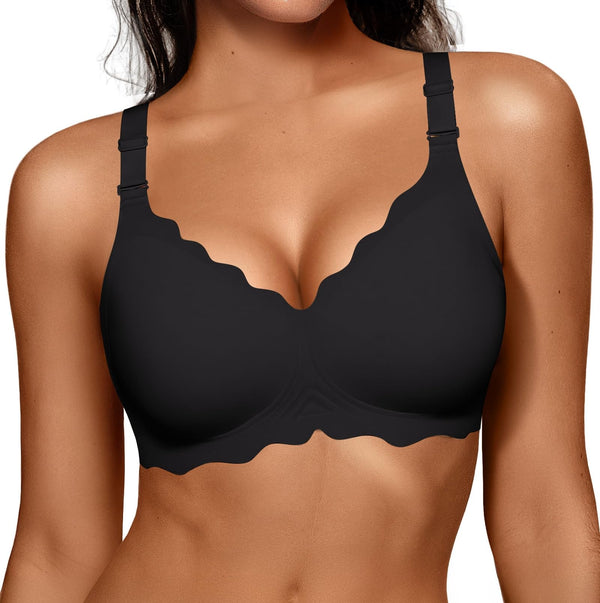 OEAK Women Jelly Bras Scalloped No Underwire Push Up Seamless Bra