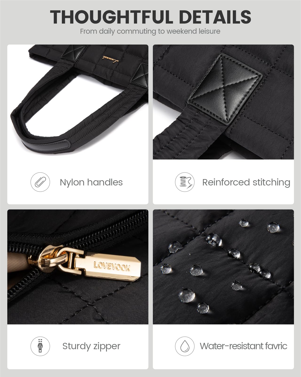 LOVEVOOK Laptop Tote Bag for Women - 15.6 Inch Large Puffer Work Bag LOVEVOOK