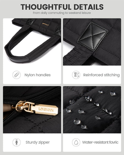 LOVEVOOK Laptop Tote Bag for Women - 15.6 Inch Large Puffer Work Bag LOVEVOOK