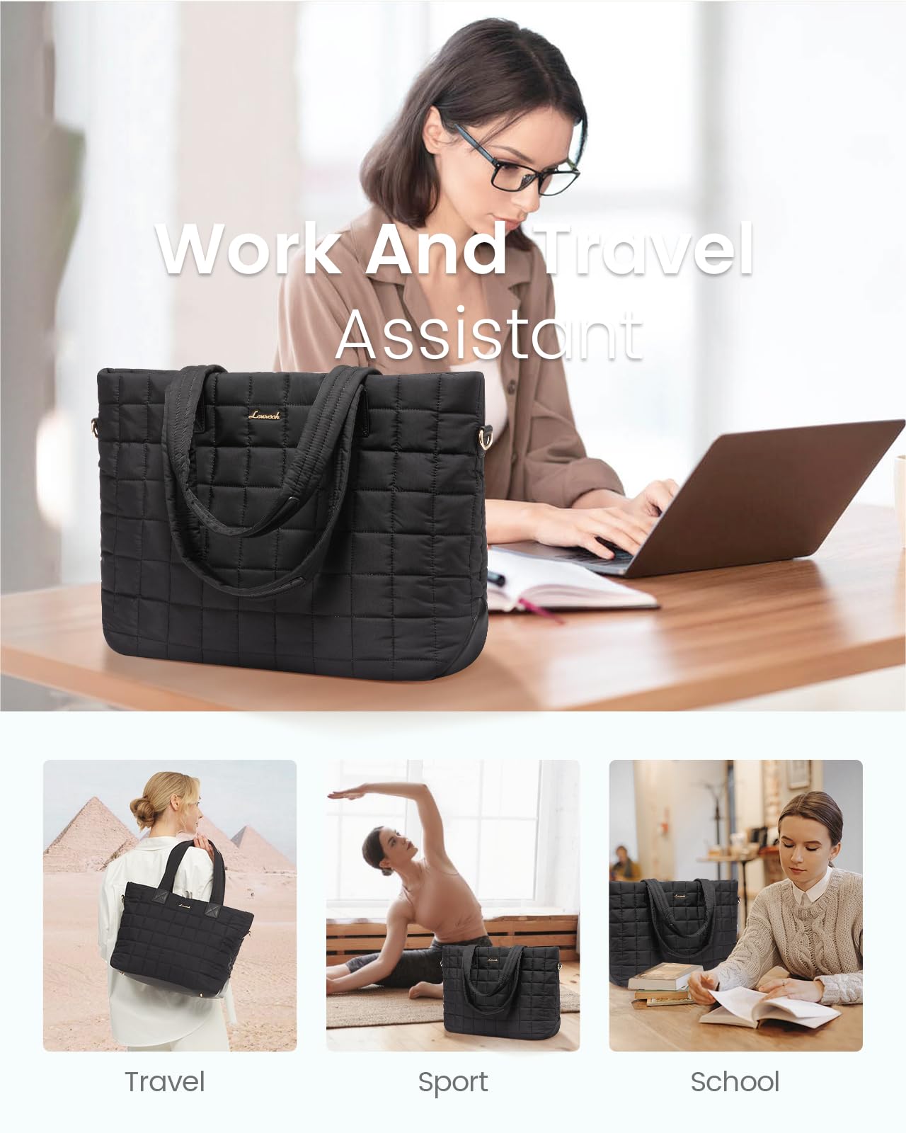 LOVEVOOK Laptop Tote Bag for Women - 15.6 Inch Large Puffer Work Bag LOVEVOOK