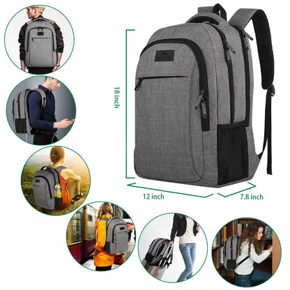 MATEIN Travel Laptop Backpack, Business Anti Theft Slim Sturdy Laptops Backpack Personal Item Bag, Water Resistant College School Computer Bag Gift for Men & Women Fits 15.6 Inch Notebook, Grey MATEIN