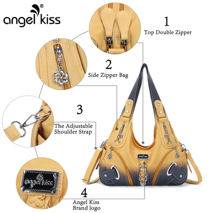 Angelkiss Hobo Purses and Handbags for Women - Large Shoulder Satchel Angel Kiss