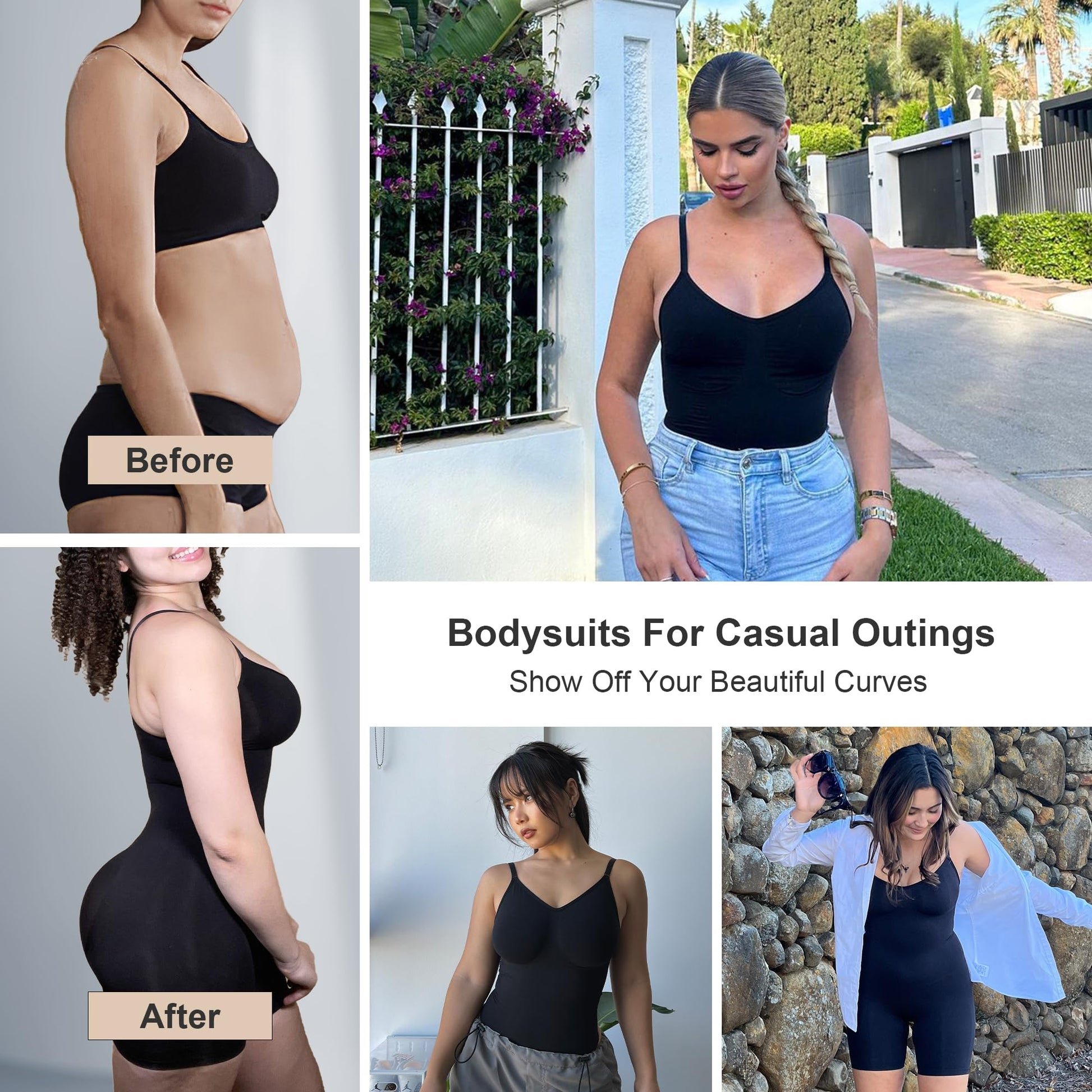 SHAPERX Women's Seamless Shapewear Bodysuit Tummy Control Body Shaper SHAPERX