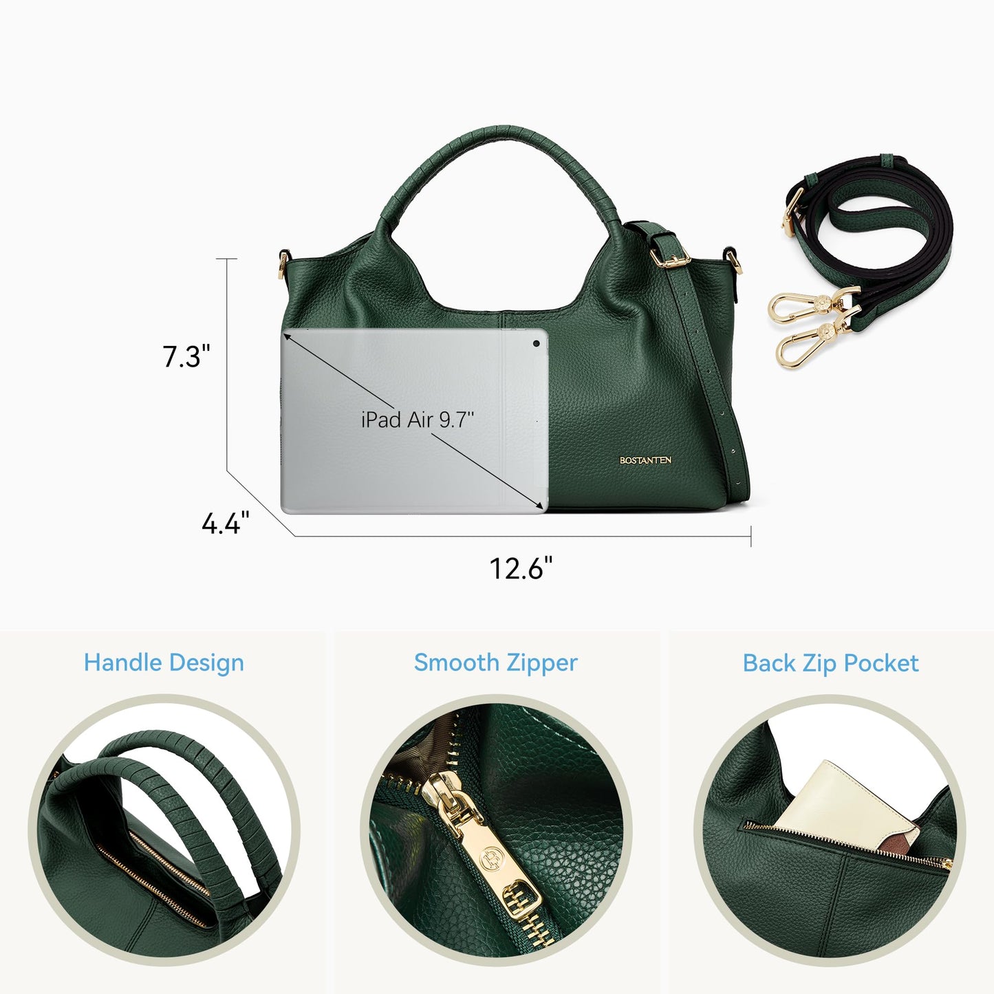 BOSTANTEN Genuine Leather Purses for Women - Designer Crossbody Shoulder Bag BOSTANTEN