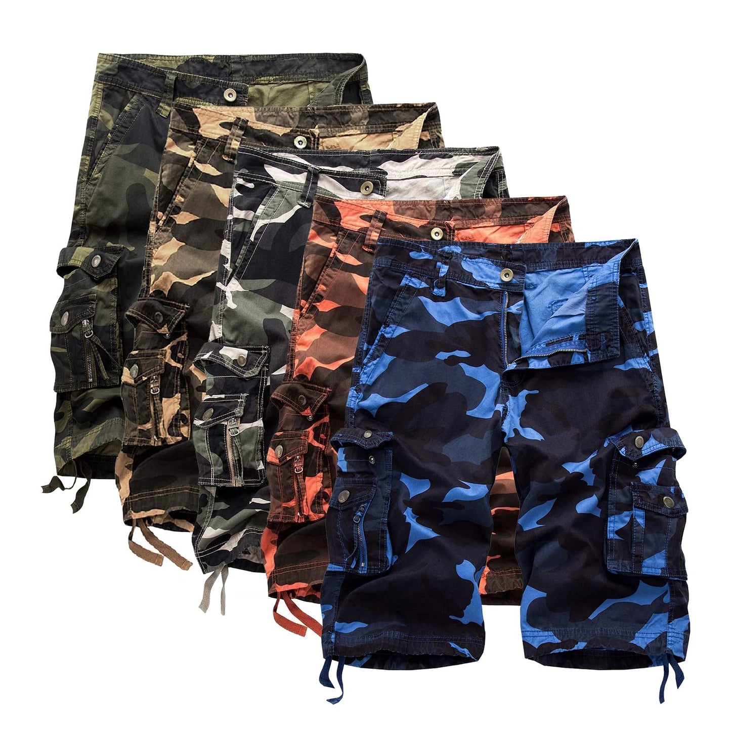 IDEALSANXUN Cargo Shorts for Men Casual Summer Bermuda Hiking Cotton Military Work Camo Cargo Pants, Camo Blue, 36 IDEALSANXUN