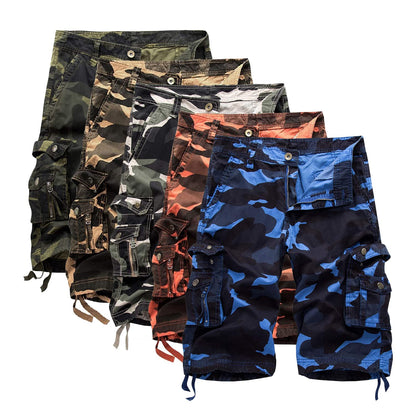 IDEALSANXUN Cargo Shorts for Men Casual Summer Bermuda Hiking Cotton Military Work Camo Cargo Pants, Camo Blue, 36 IDEALSANXUN