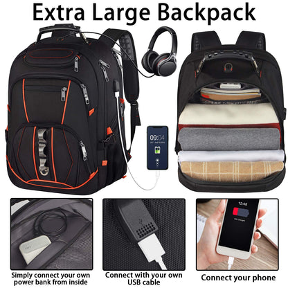 Travel Laptop Backpack,Extra Large 18.4 inch Gaming Laptop Backpacks with USB Charging Port,Big Capacity TSA Friendly RFID Anti Theft Pocket Durable College unisex Heavy Duty Computerbag JCDOBEST