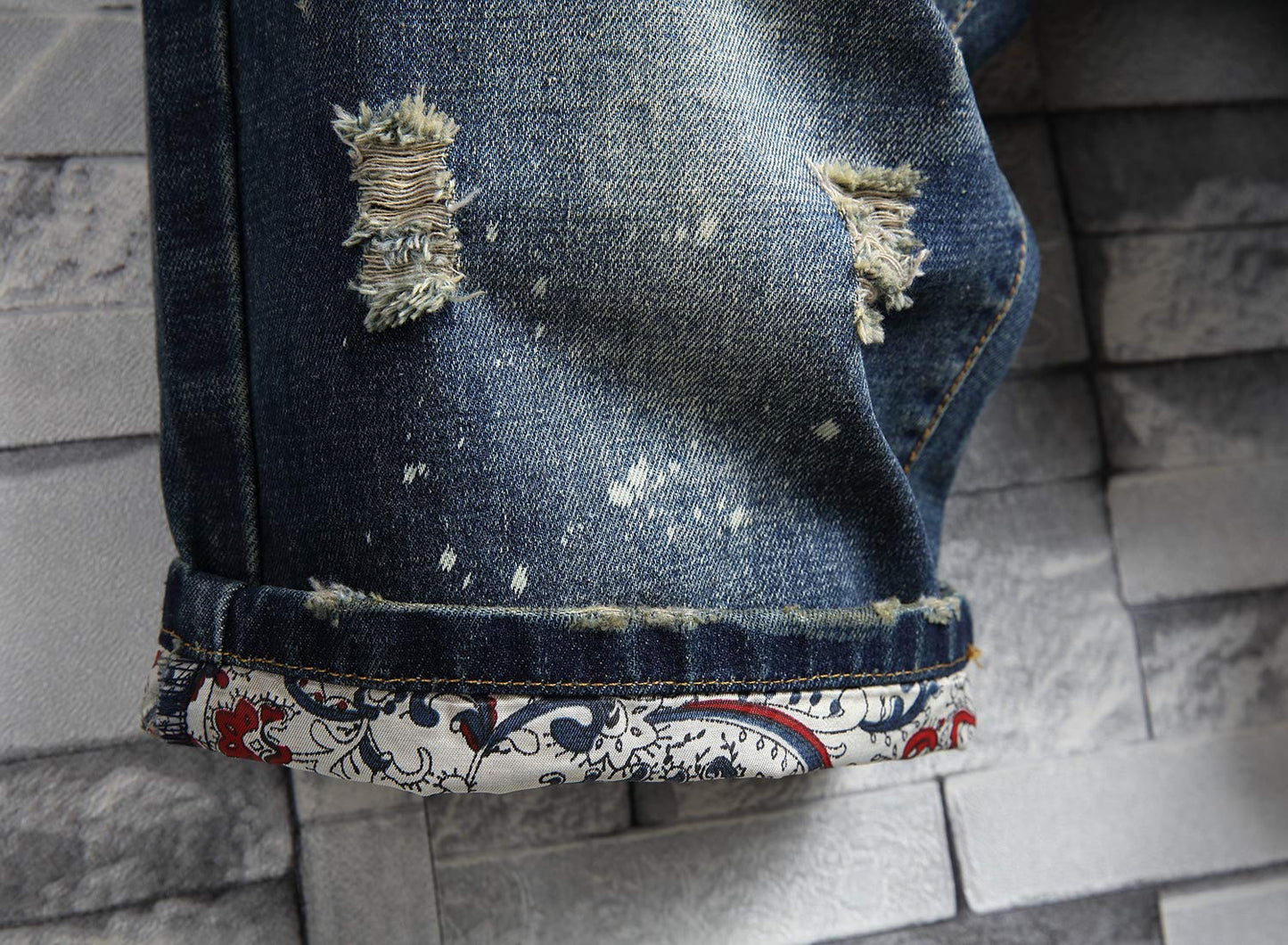 HENGAO Men's Ripped Jean Short Distressed Casual Straight Fit Denim Shorts, 779, 36 HENGAO