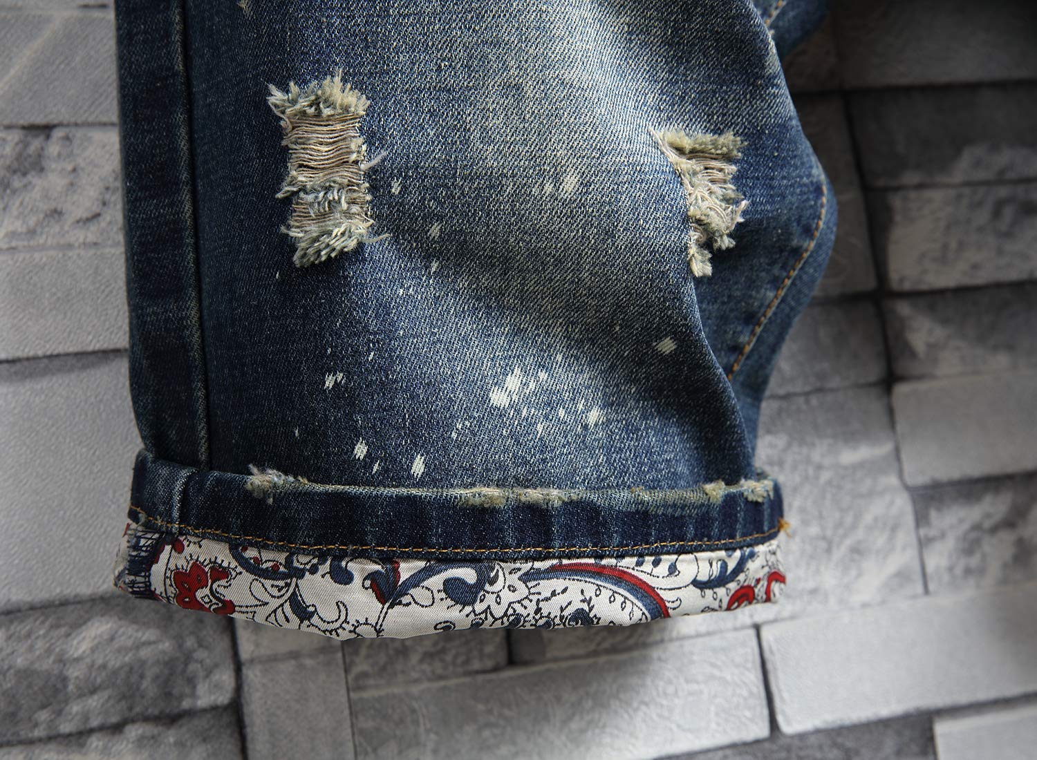 HENGAO Men's Ripped Jean Short Distressed Casual Straight Fit Denim Shorts, 779, 36 HENGAO