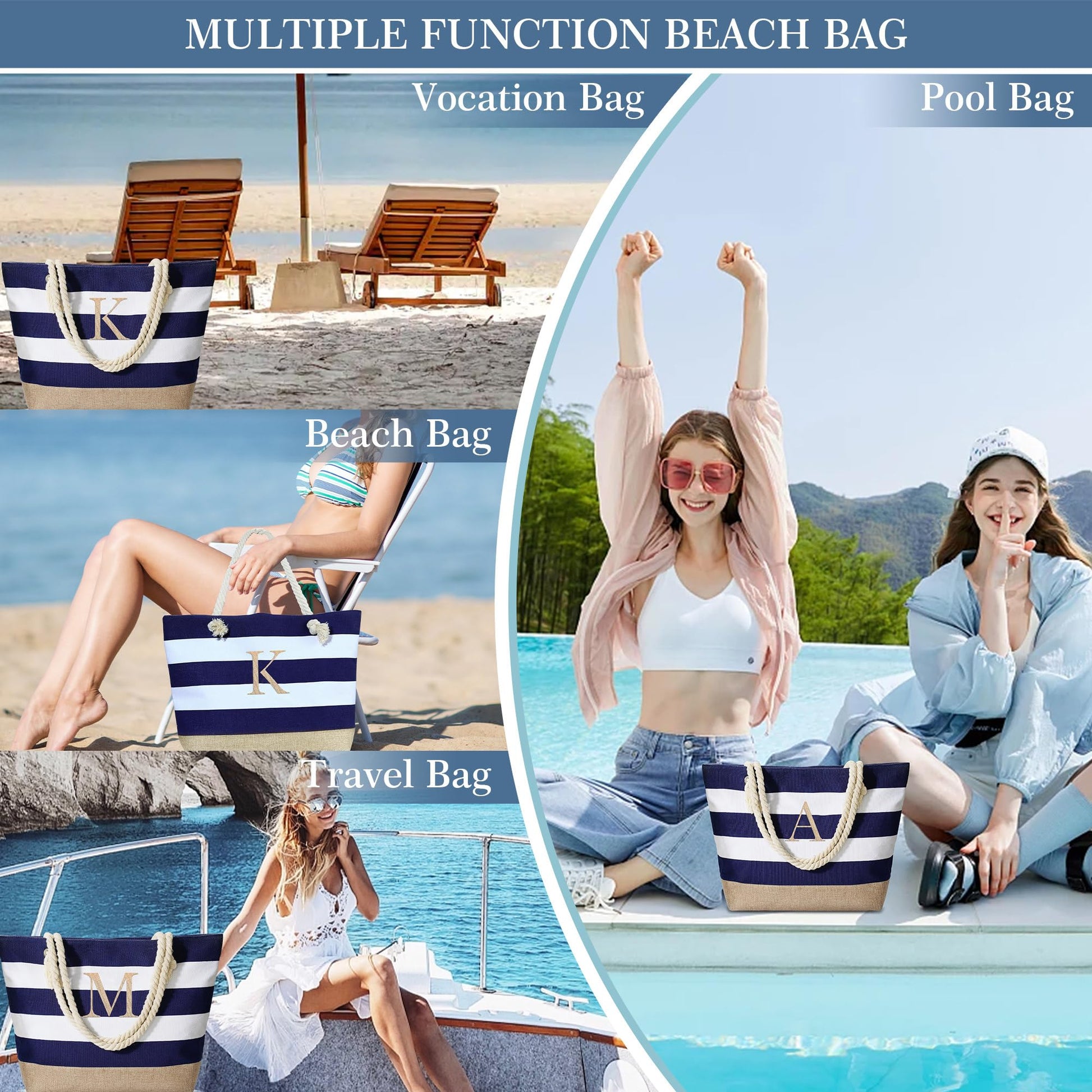 YOOLIFE Beach Bags for Women - Monogram Beach Tote YOOLIFE