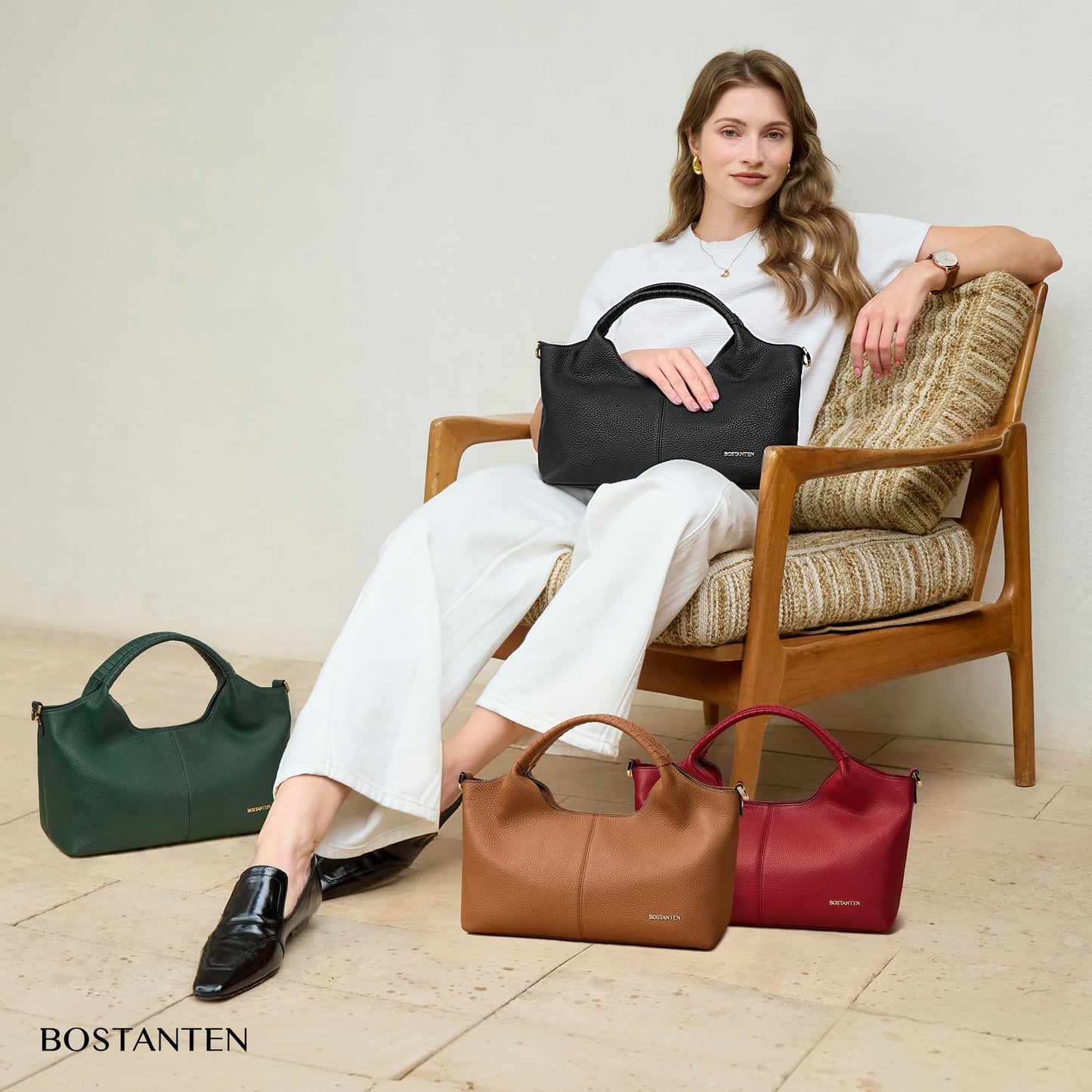 BOSTANTEN Genuine Leather Purses for Women - Designer Crossbody Shoulder Bag BOSTANTEN
