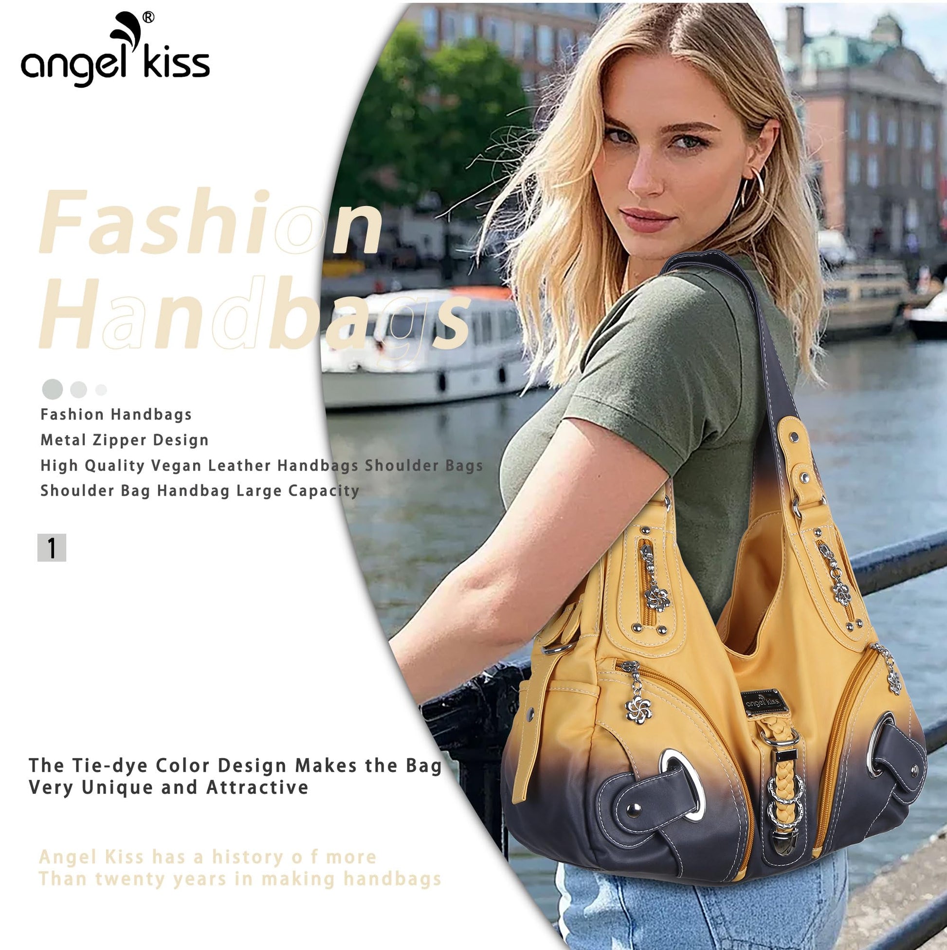 Angelkiss Hobo Purses and Handbags for Women - Large Shoulder Satchel Angel Kiss