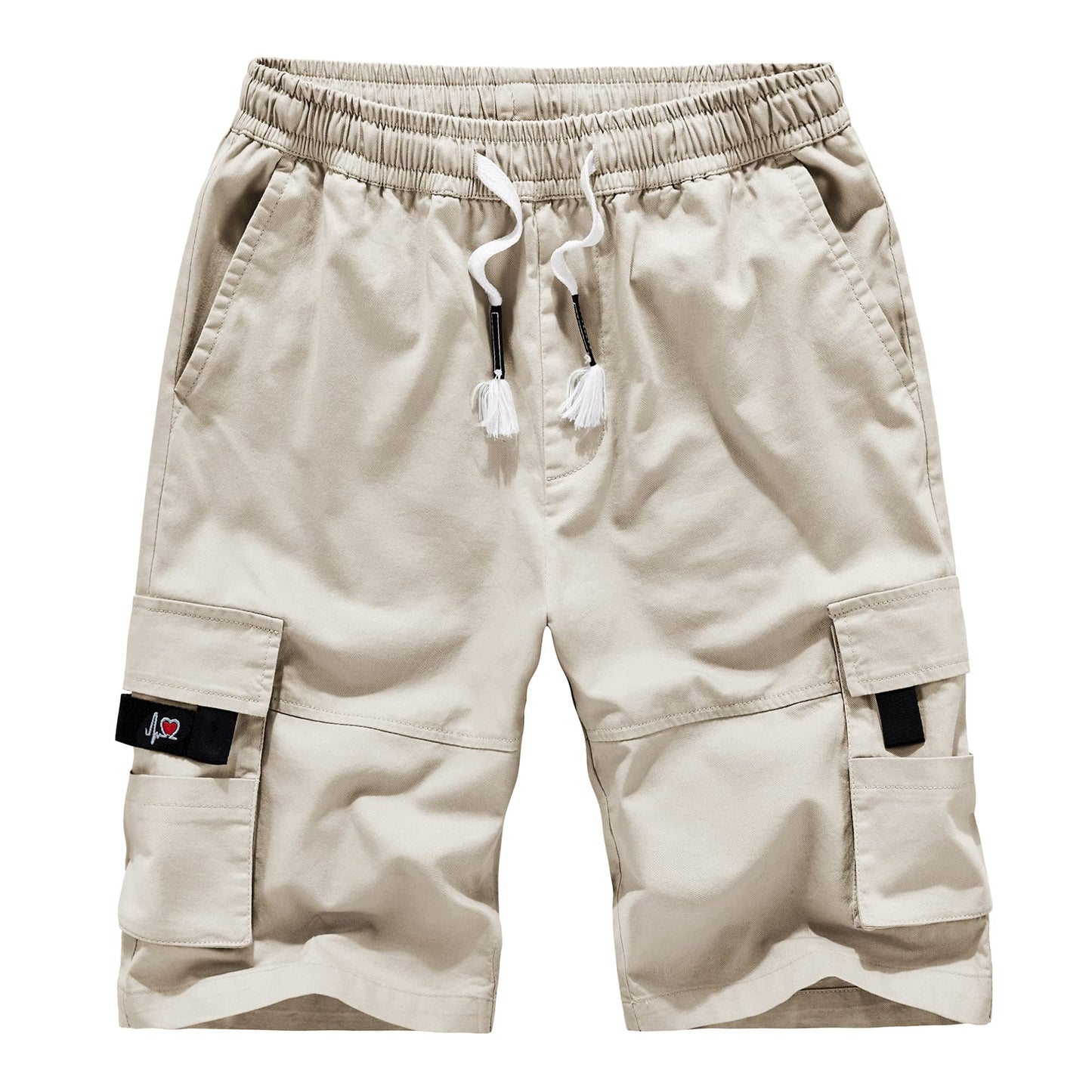 APTRO Men's Elastic Waistband Cotton Cargo Shorts Relaxed Fit Summer Casual Shorts A901 Beige L APTRO