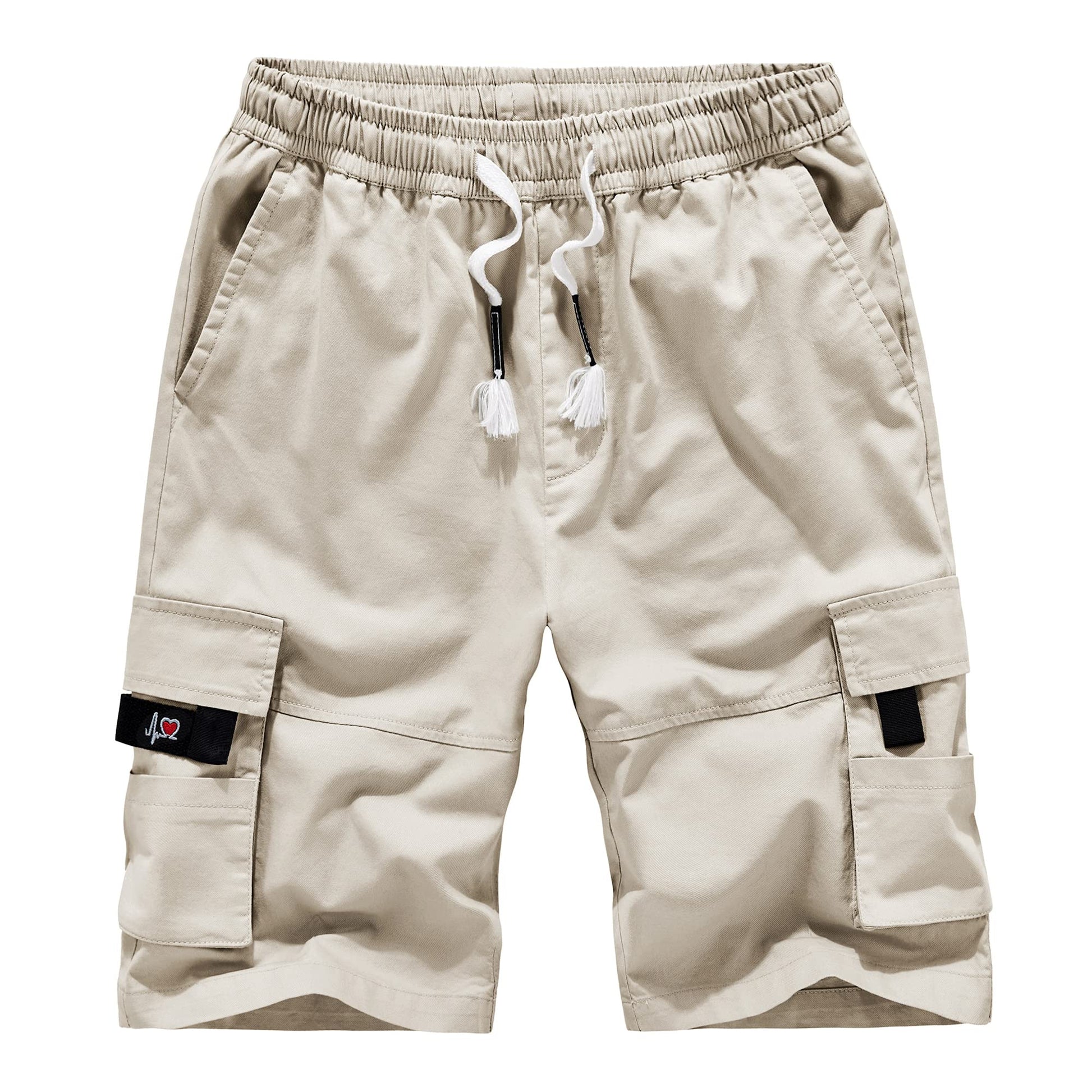 APTRO Men's Elastic Waistband Cotton Cargo Shorts Relaxed Fit Summer Casual Shorts A901 Beige L APTRO