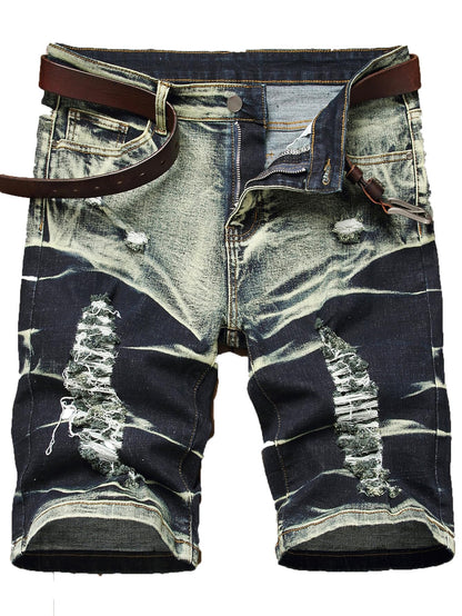 DCDYBBG Men's Ripped Denim Shorts - Distressed Slim Fit Jean Shorts DCDYBBG