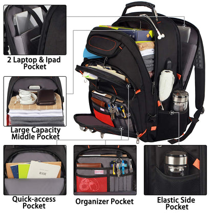 Travel Laptop Backpack,Extra Large 18.4 inch Gaming Laptop Backpacks with USB Charging Port,Big Capacity TSA Friendly RFID Anti Theft Pocket Durable College unisex Heavy Duty Computerbag JCDOBEST